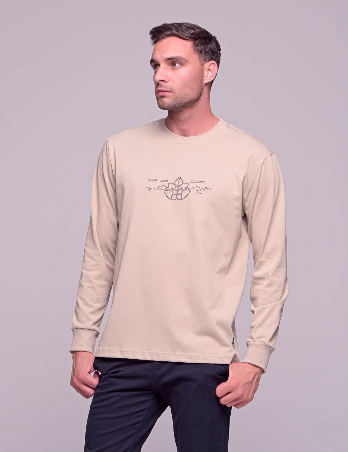 Everbest ανδρική μπεζ μακρυμάνικη μπλούζα Plus Size 2310190B φωτογραφία